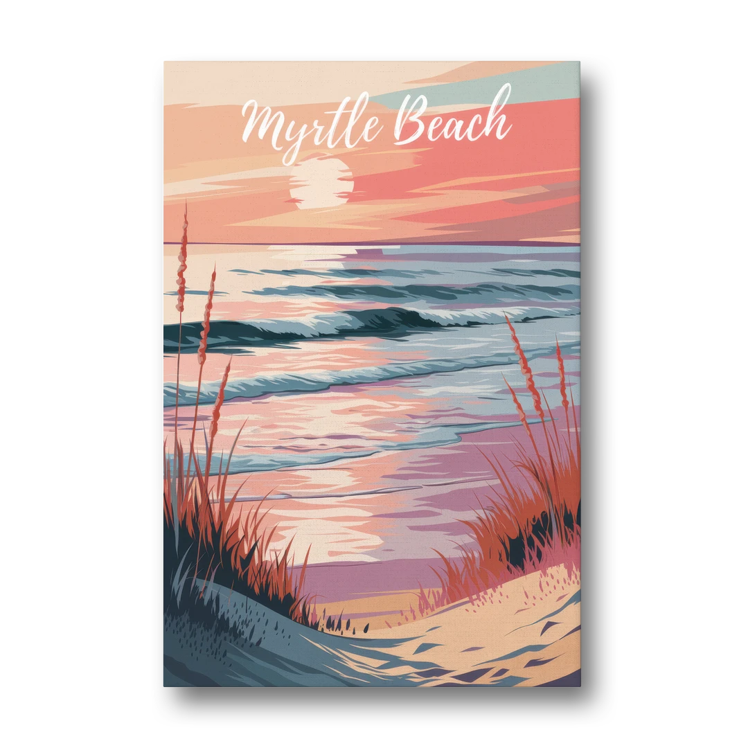 Myrtle Beach Sunset Reflections - Canvas Wall Art - Front