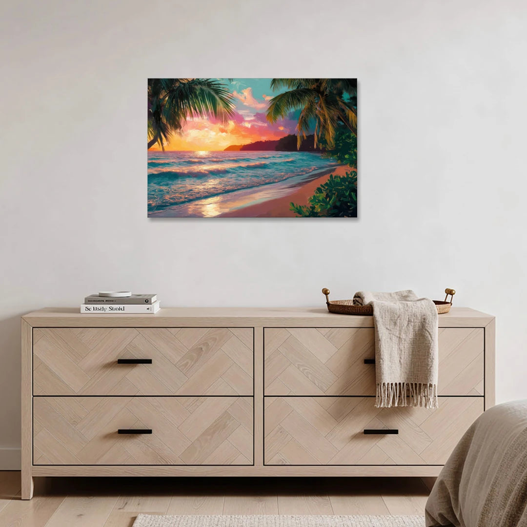 Myrtle Beach Waves And Palms - Canvas Wall Art - Coffee Table - 36x24