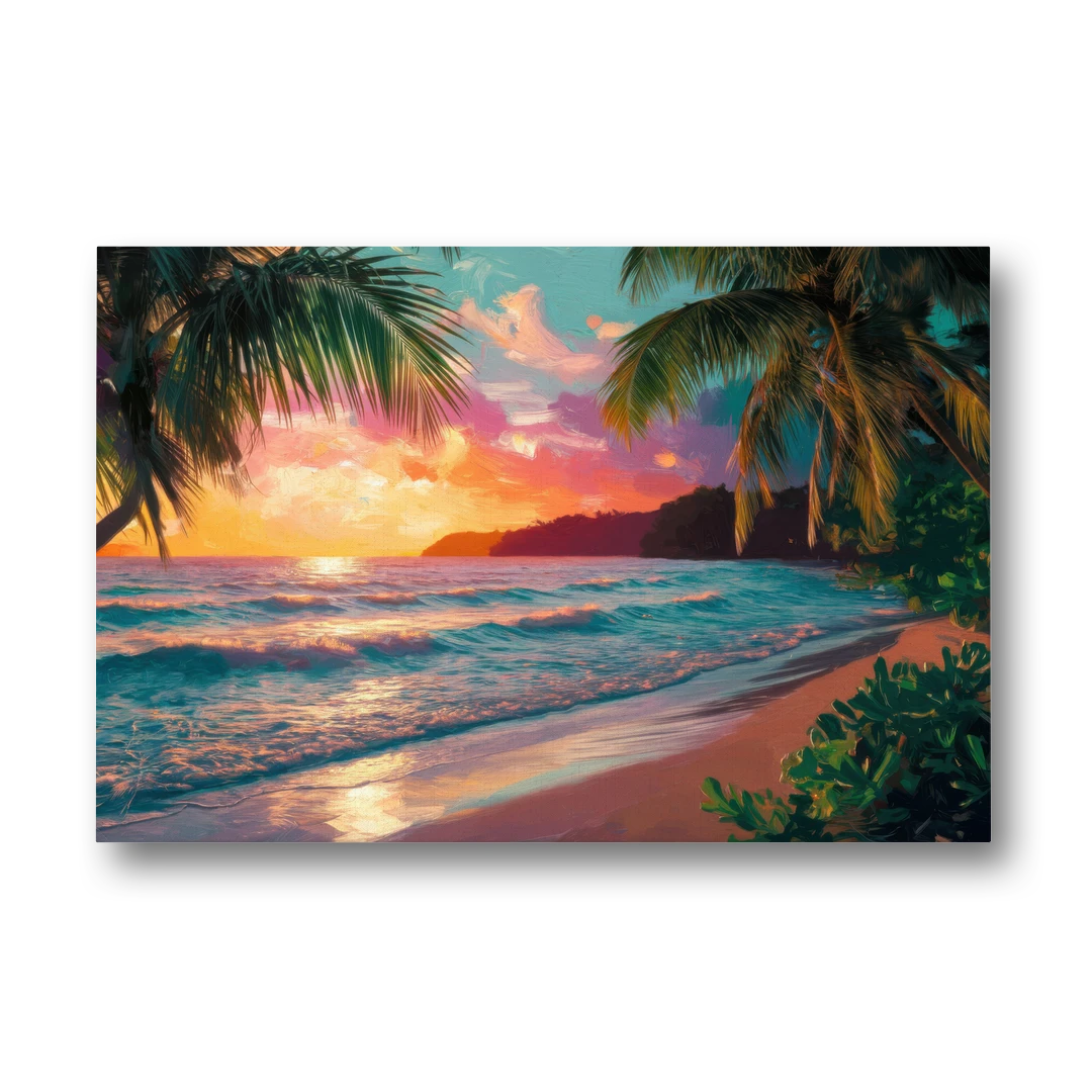 Myrtle Beach Waves And Palms - Canvas Wall Art - Front