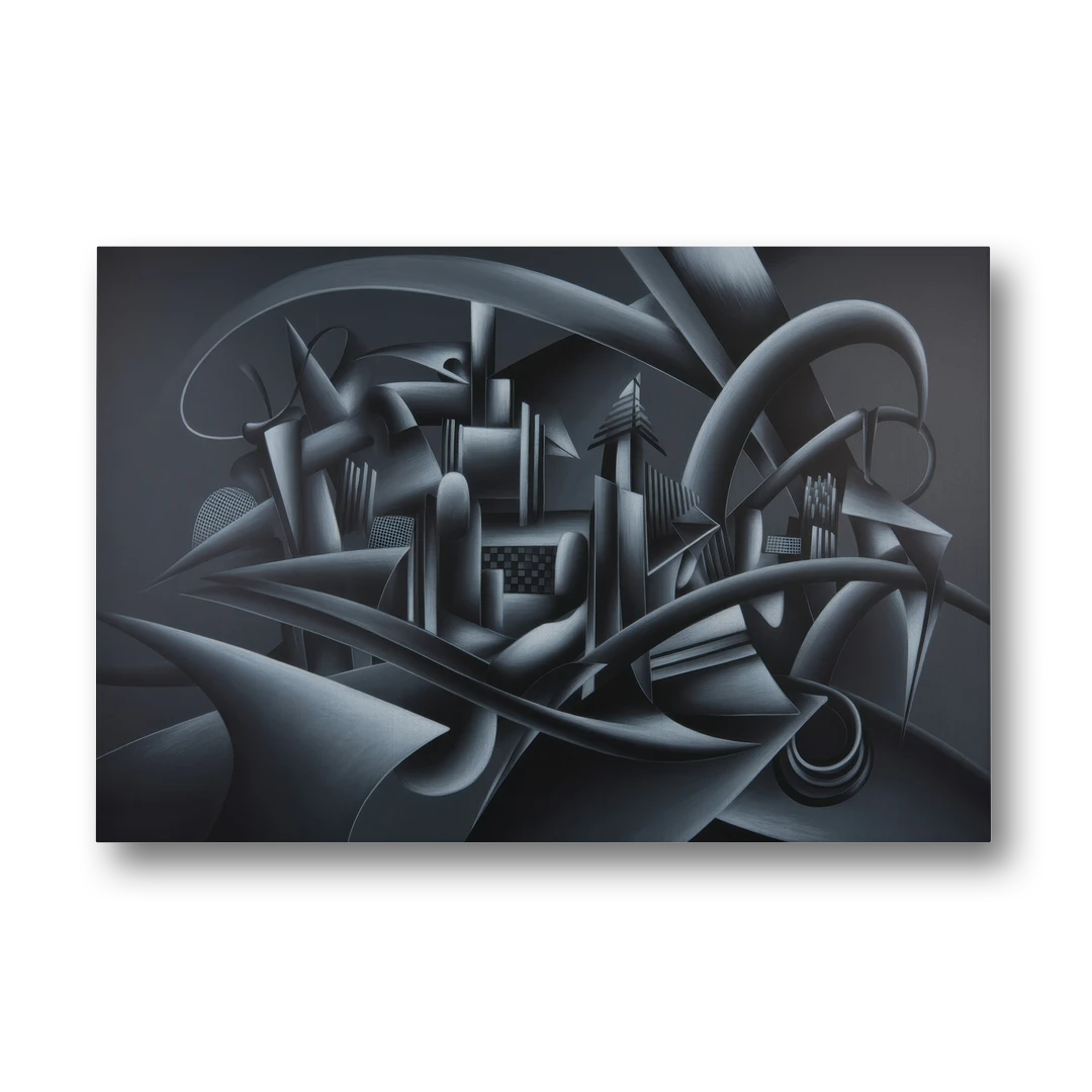 Mysterious Skyline Black Abstract - Canvas Wall Art - Front