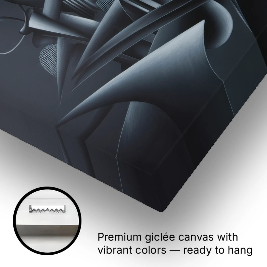 Mysterious Skyline Black Abstract - Canvas Wall Art - Gallery Wrap Corner