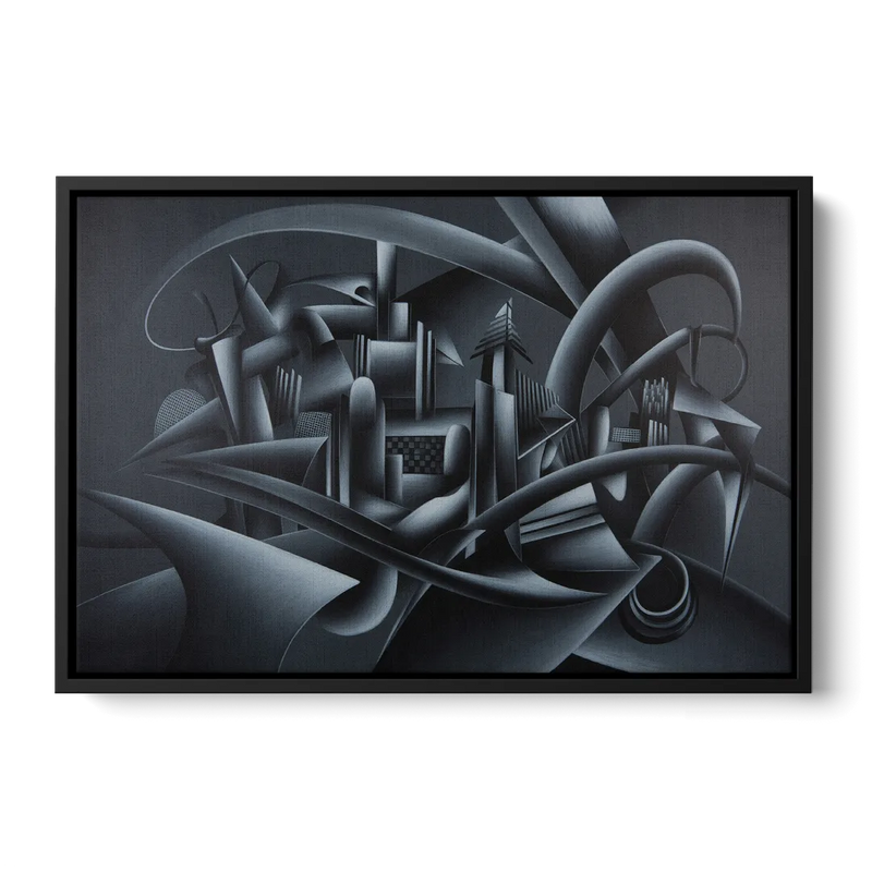 Mysterious Skyline Black Abstract Front - Black Canvas Wall Art