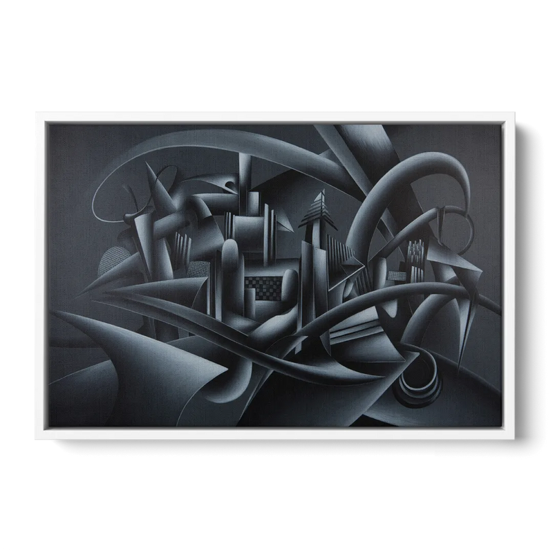 Mysterious Skyline Black Abstract Front - White Canvas Wall Art