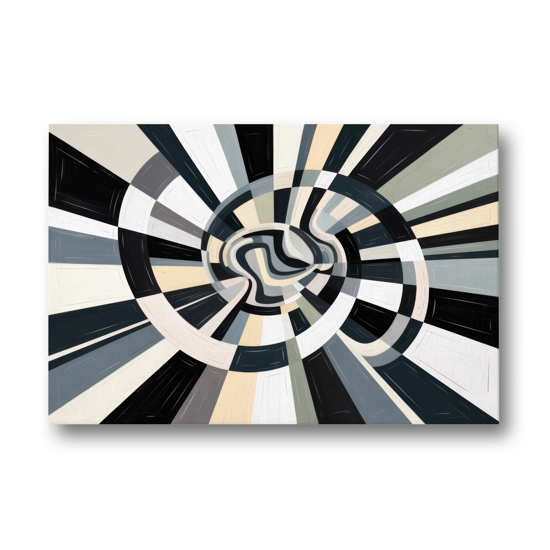 Mystic Geometric Black and White Abstract - Canvas Wall Art - Front