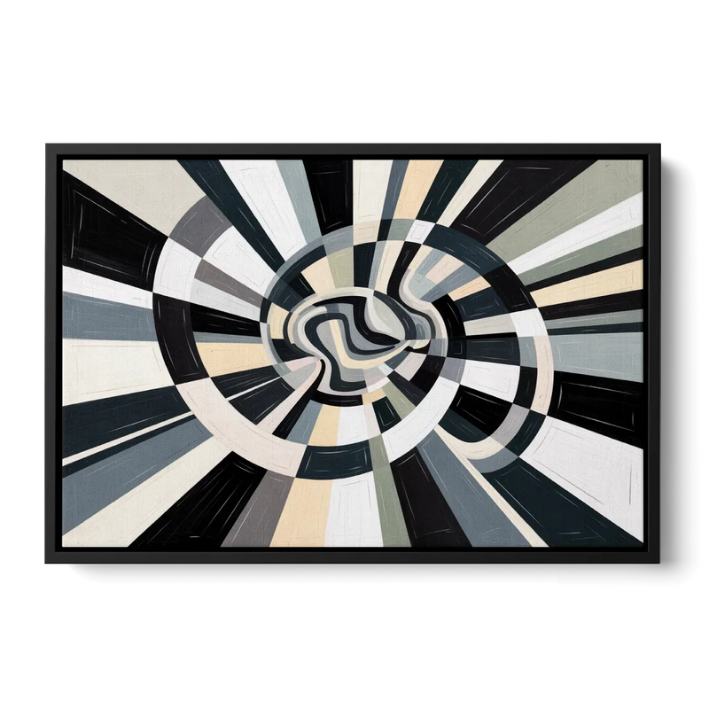 Mystic Geometric Black and White Abstract Front - Black Canvas Wall Art