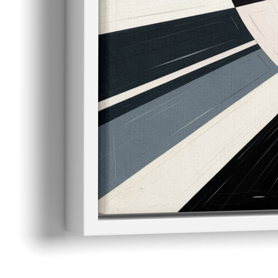 Mystic Geometric Black and White Abstract - Close-Up White Frame Canvas