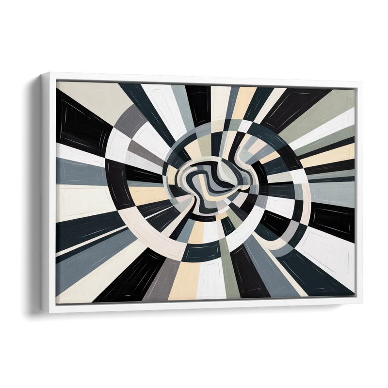 Mystic Geometric Black and White Abstract Side - White Canvas Wall Art