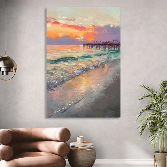 Naples Beach Sunset Living Room - Canvas Wall Art