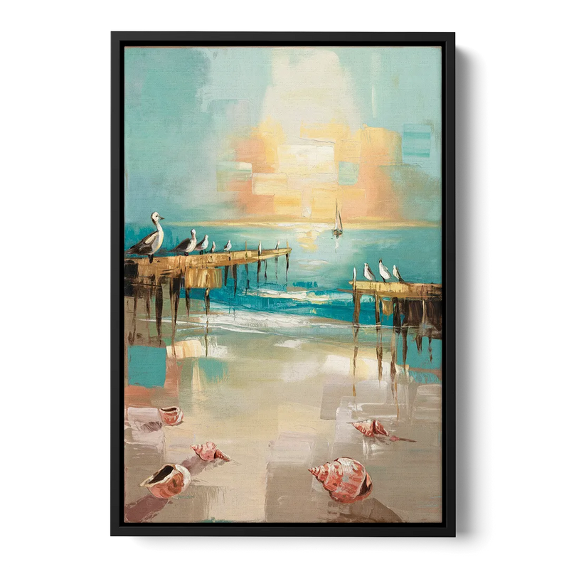 Naples Florida Coastal Vibes Front - Black Canvas Wall Art