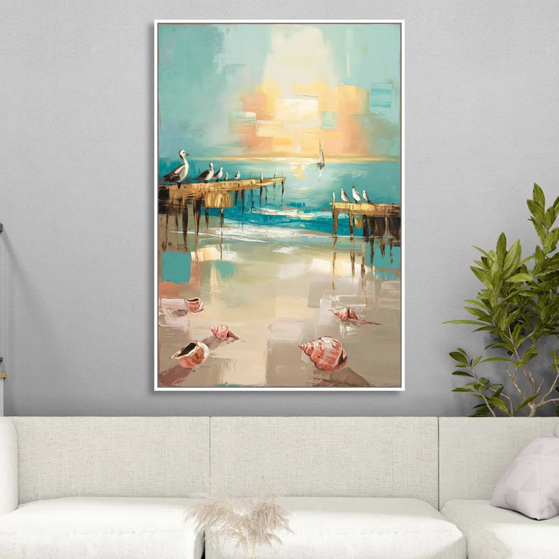 Naples Florida Coastal Vibes Living Room - White Canvas Wall Art