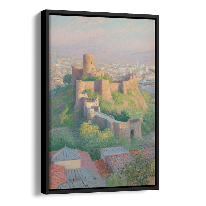 Narikala Fortress Side - Black Canvas Wall Art