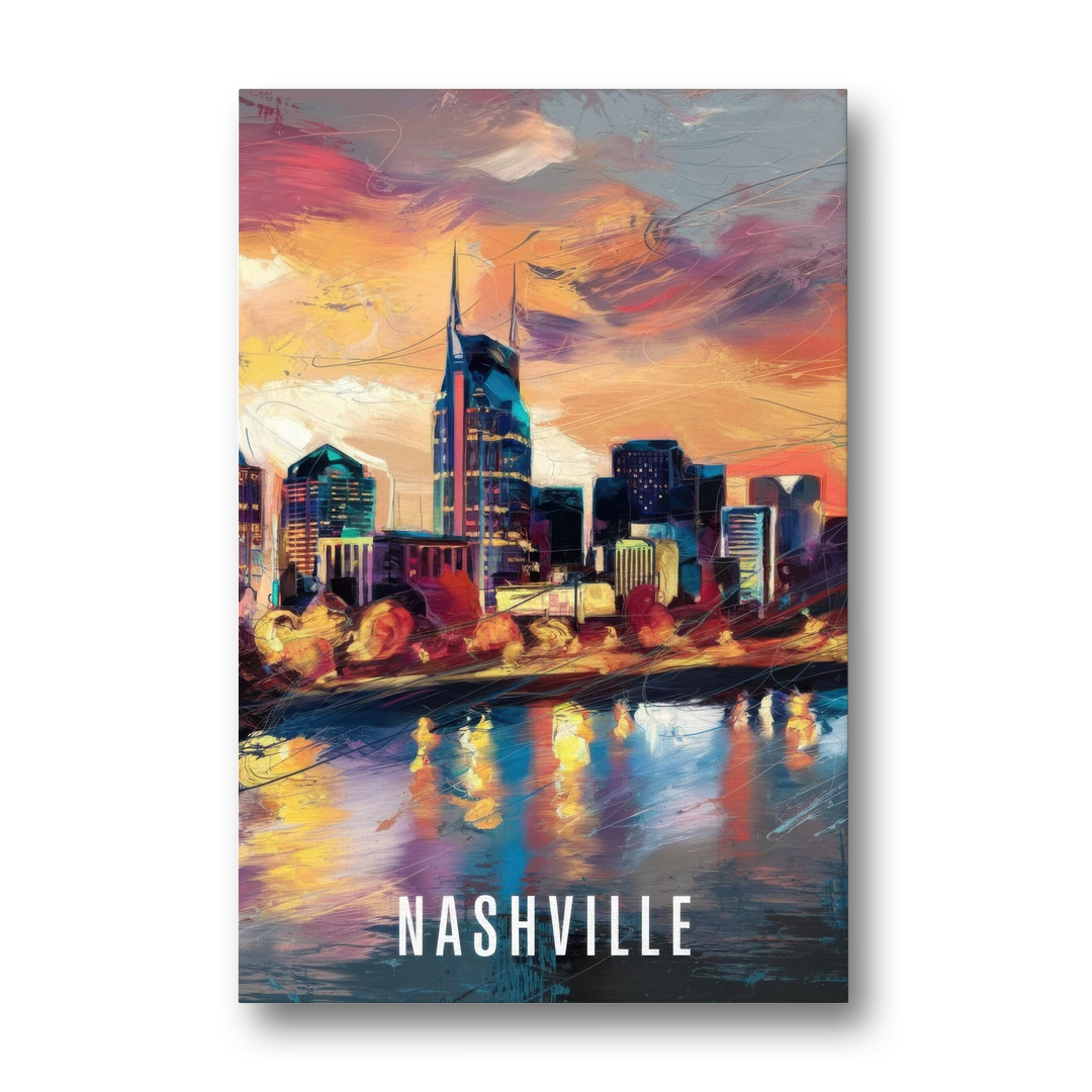 Nashville Artistic Skyline - Canvas Wall Art - Front