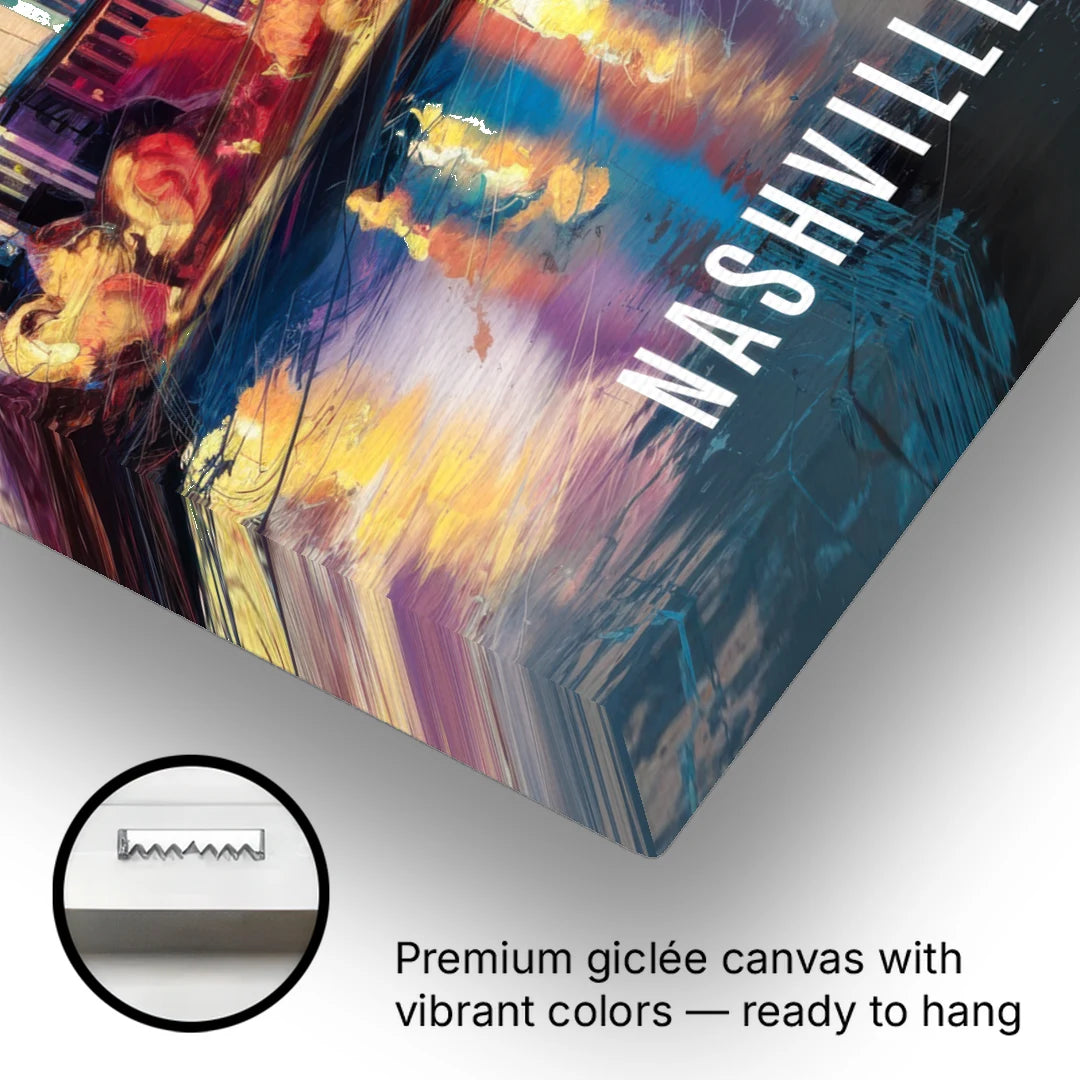 Nashville Artistic Skyline - Canvas Wall Art - Gallery Wrap Corner
