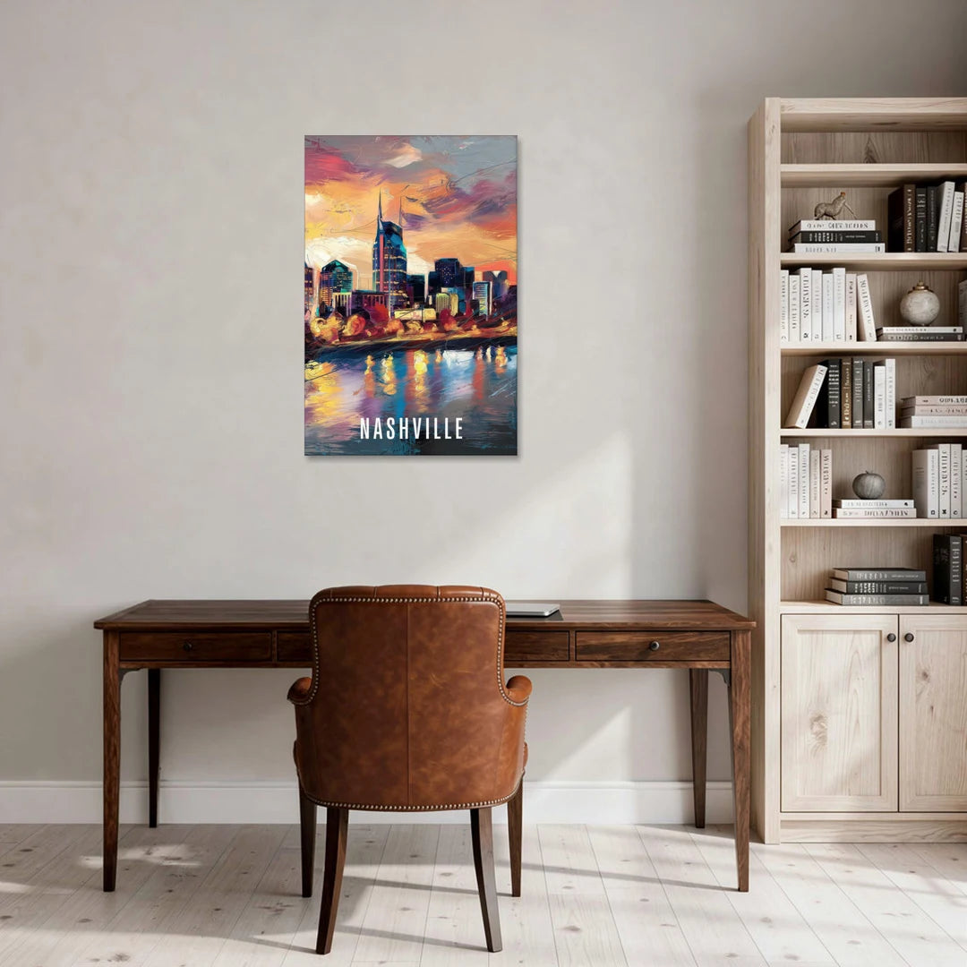 Nashville Artistic Skyline - Canvas Wall Art - Office - 24x36