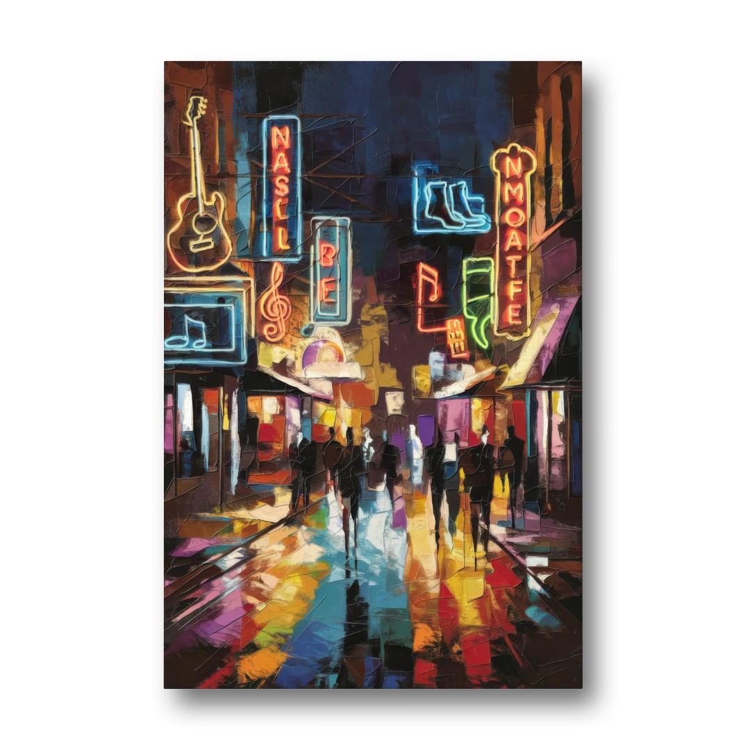 Nashville Broadway Nightlife - Canvas Wall Art - Front