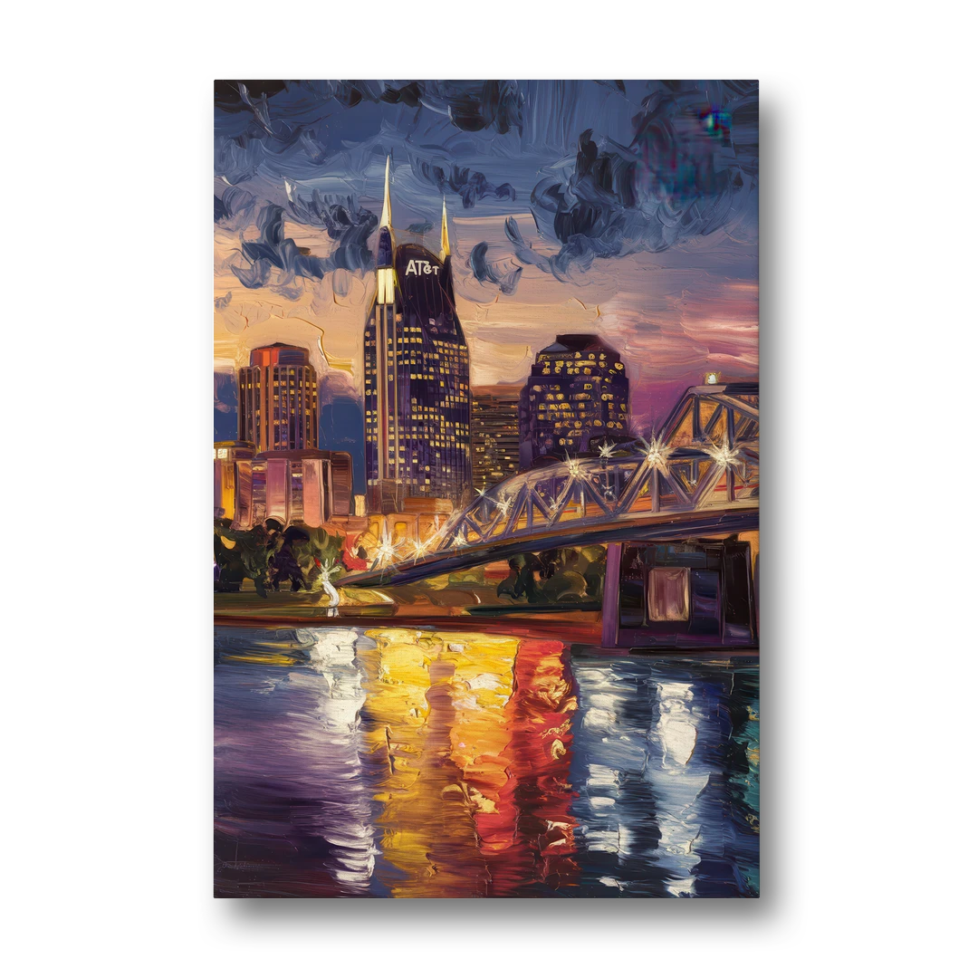 Nashville Cumberland River Views - Canvas Wall Art - Front