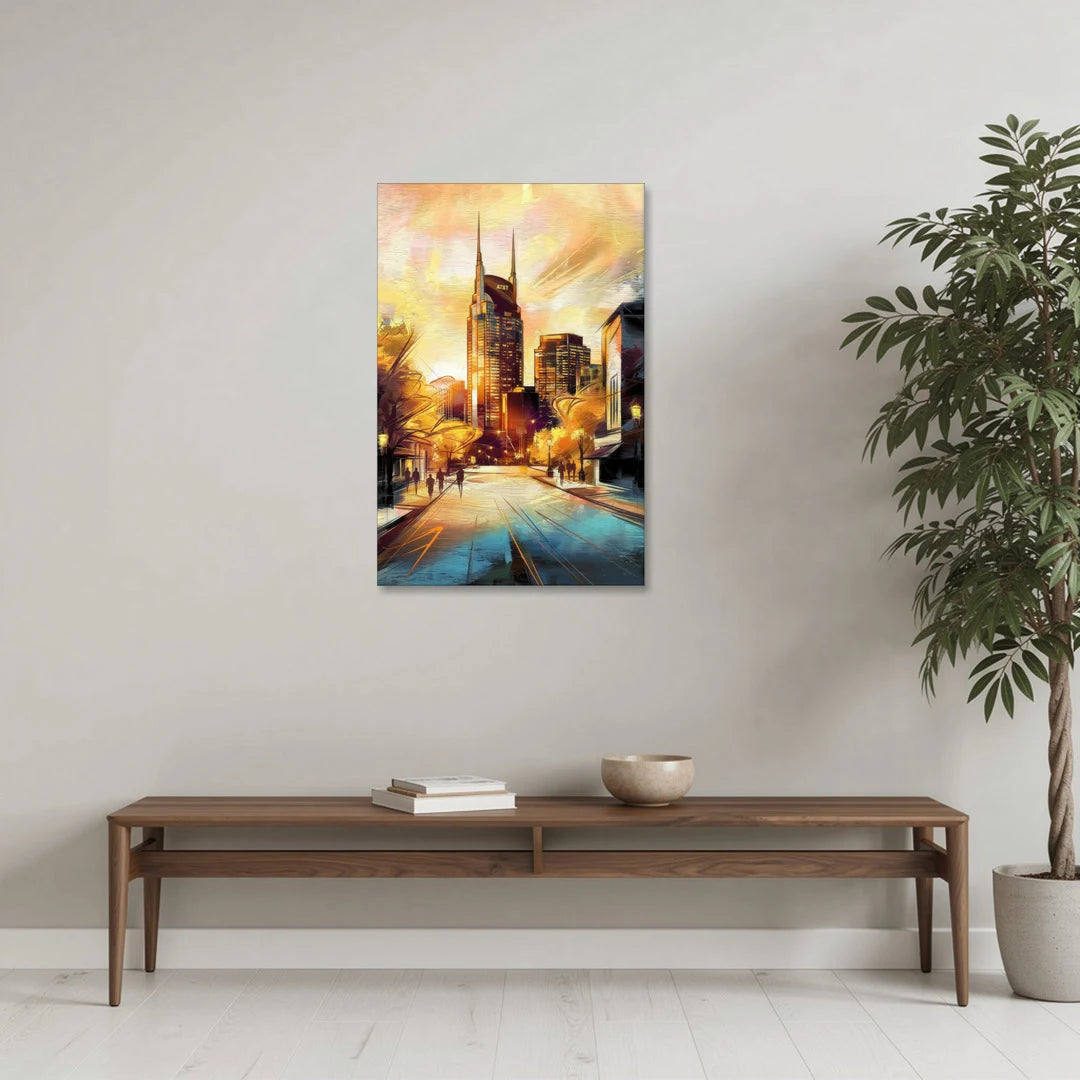 Nashville Downtown Streets - Canvas Wall Art - Coffee Table - 24x36