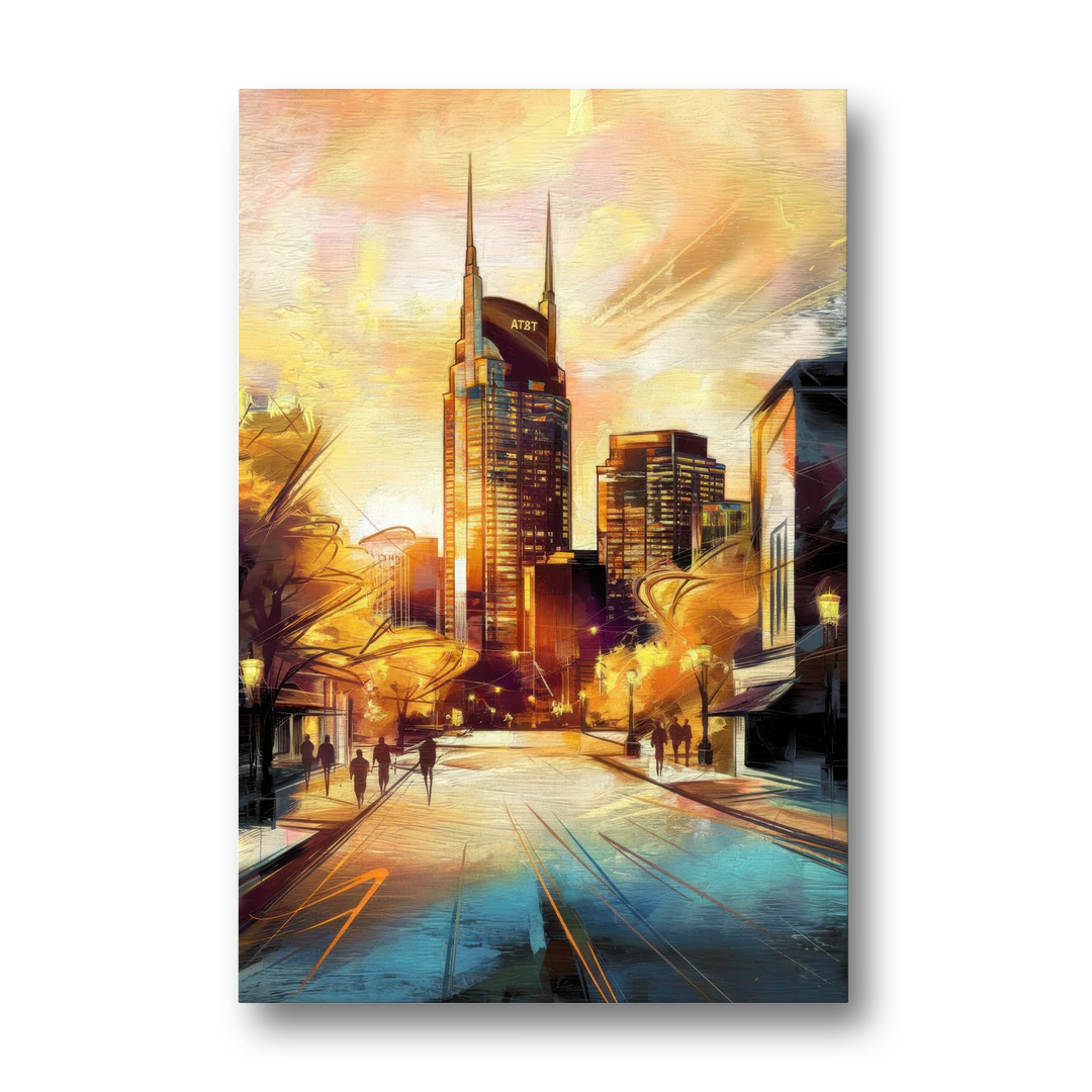 Nashville Downtown Streets - Canvas Wall Art - Front