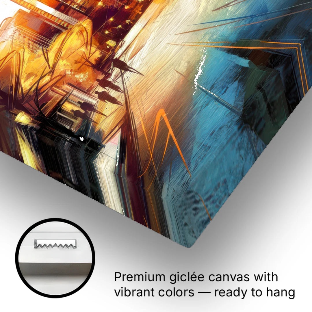 Nashville Downtown Streets - Canvas Wall Art - Gallery Wrap Corner