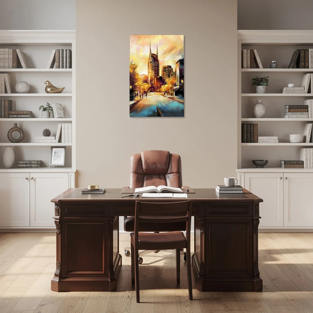 Nashville Downtown Streets - Canvas Wall Art - Office - 24x36