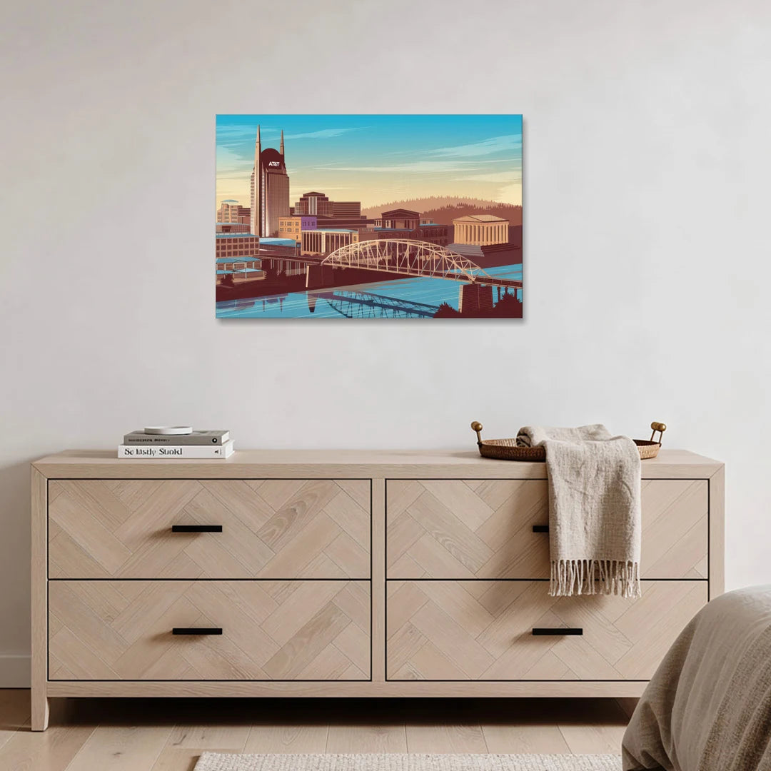 Nashville Historic Landmarks - Canvas Wall Art - Coffee Table - 36x24