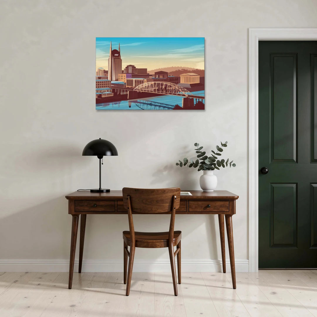 Nashville Historic Landmarks - Canvas Wall Art - Office - 36x24