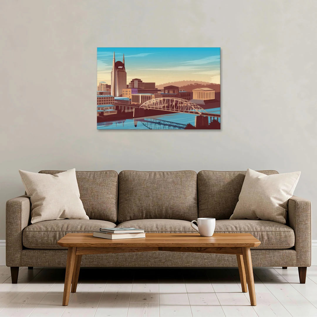 Nashville Historic Landmarks - Canvas Wall Art - Sofa - 36x24