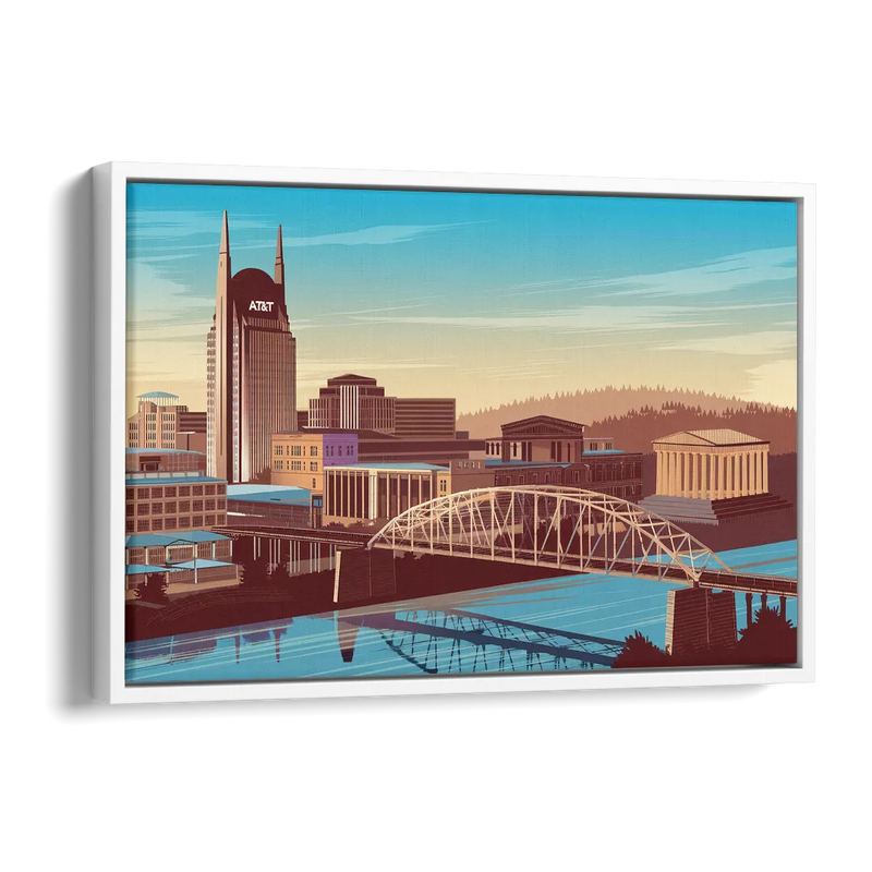 Nashville Historic Landmarks Side - White Canvas Wall Art
