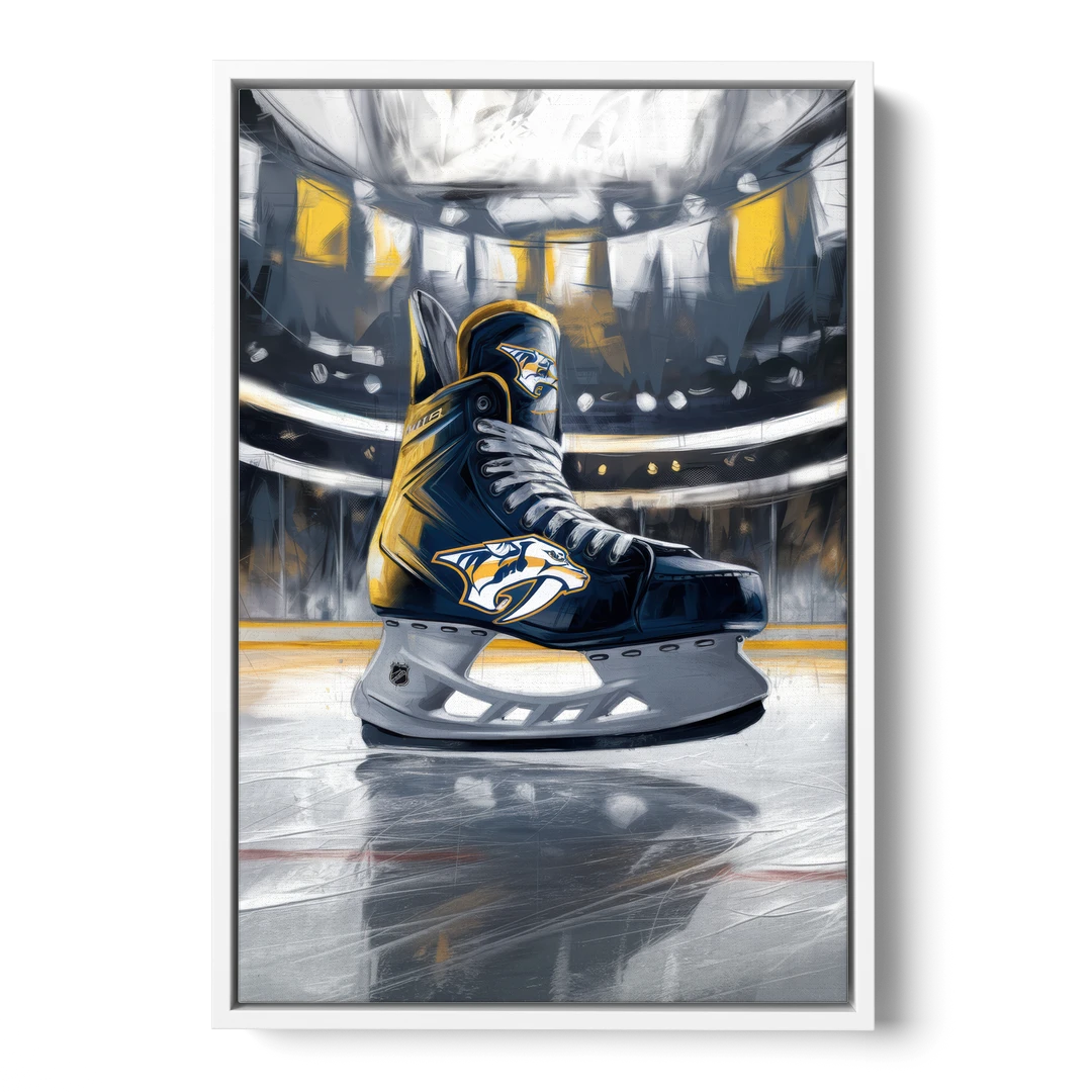 Nashville Predators Hockey Pride - White Framed Canvas Wall Art - Front