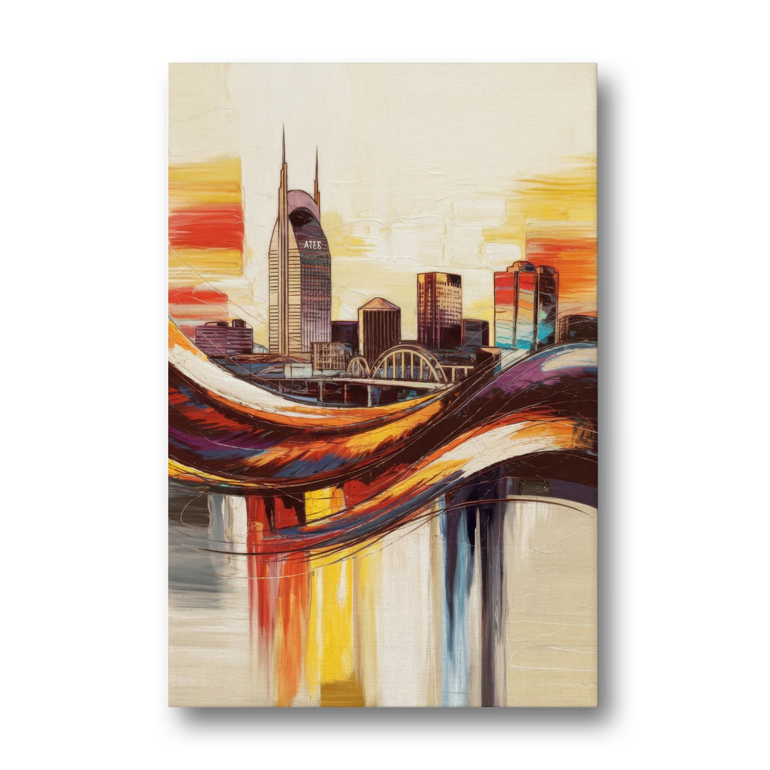 Nashville Skyline at Sunset - Canvas Wall Art - Front