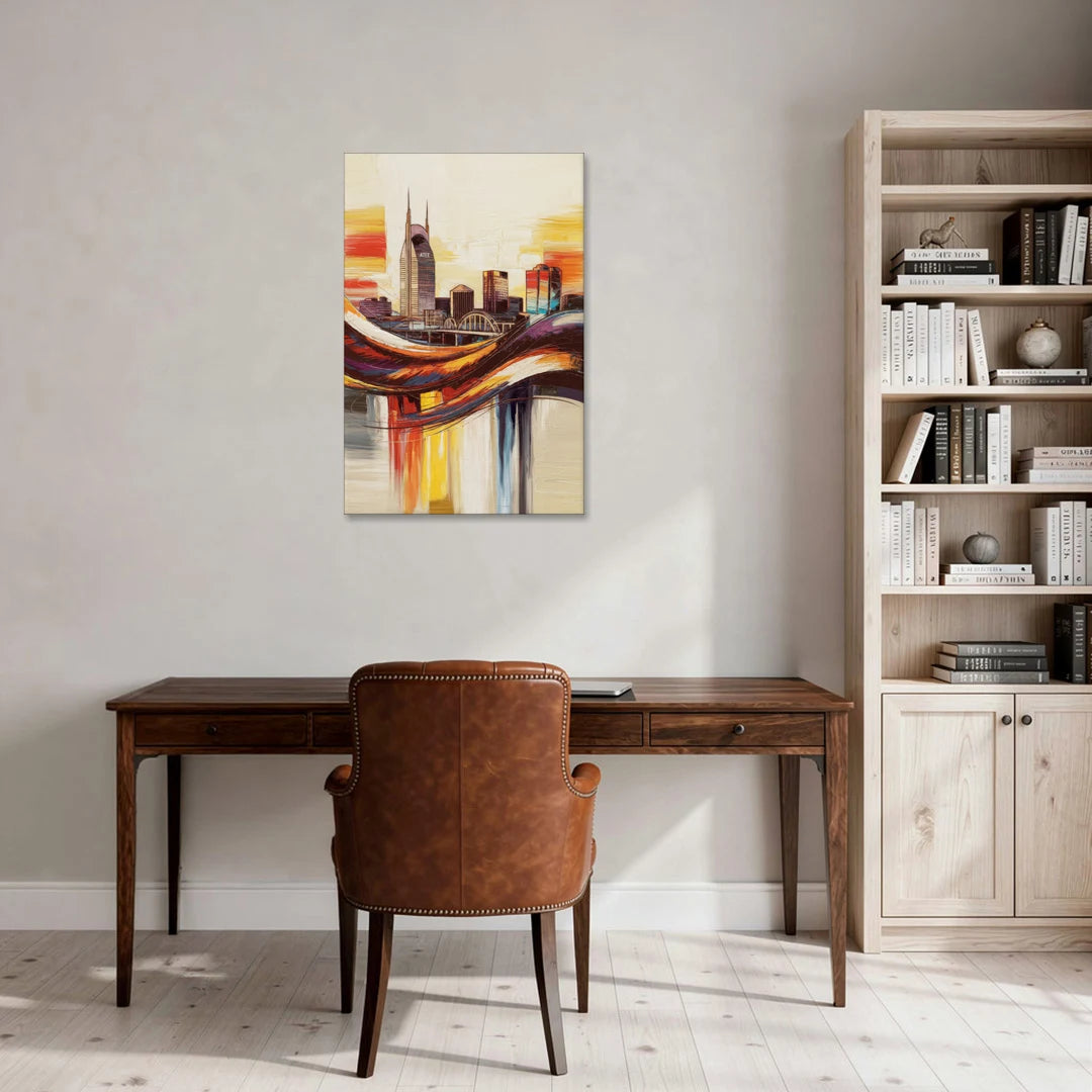 Nashville Skyline at Sunset - Canvas Wall Art - Office - 24x36