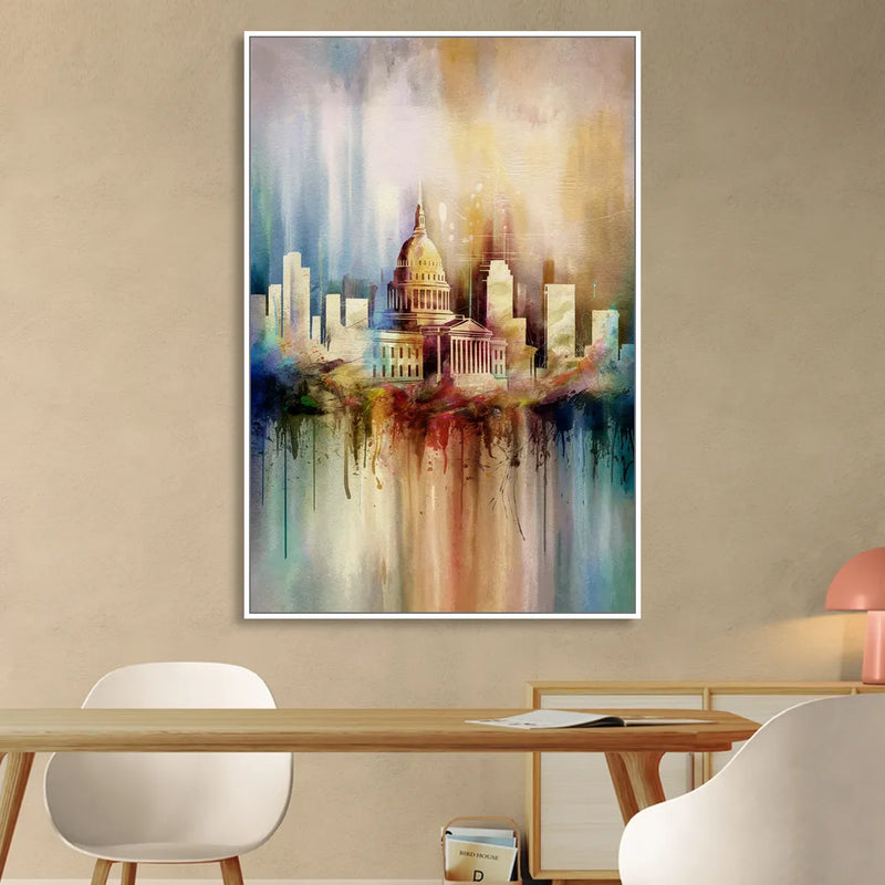 Nashville Tennessee State Capitol Living Room - White Canvas Wall Art