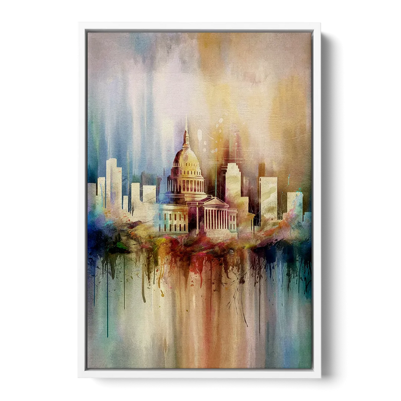 Nashville Tennessee State Capitol Front - White Canvas Wall Art