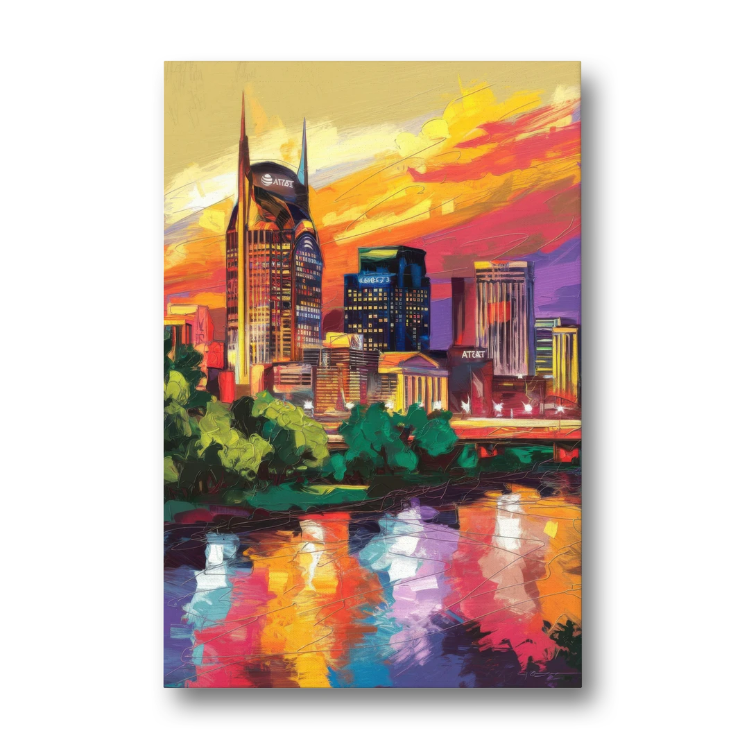 Nashville Vibrant City Energy - Canvas Wall Art - Front