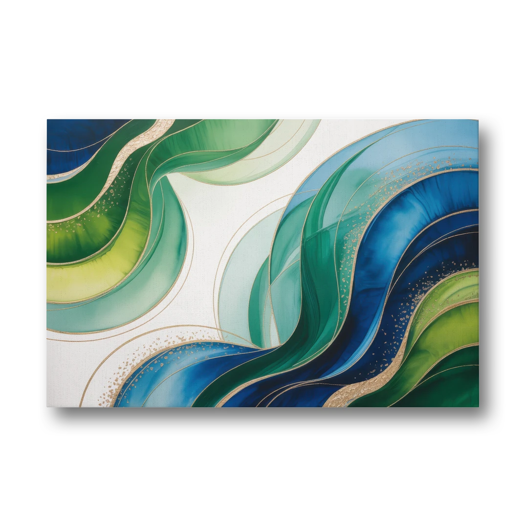 Natures Fluid Symphony Blue and Green Abstract - Canvas Wall Art - Front