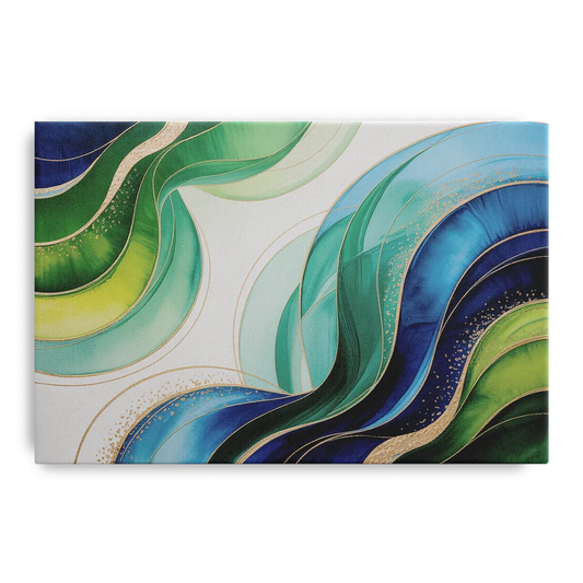 Natures Fluid Symphony Blue and Green Abstract - Canvas Wall Art