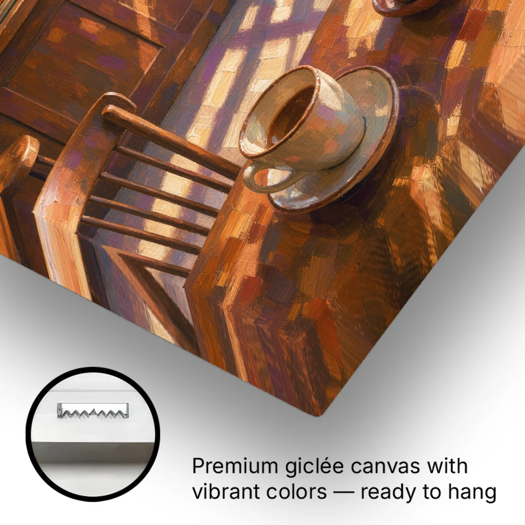 Neighborhood Coffee Shop at Golden Hour - Canvas Wall Art - Gallery Wrap Corner