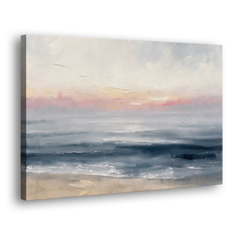 Neutral Abstract Painting of a Blush Horizon - Canvas Wall Art