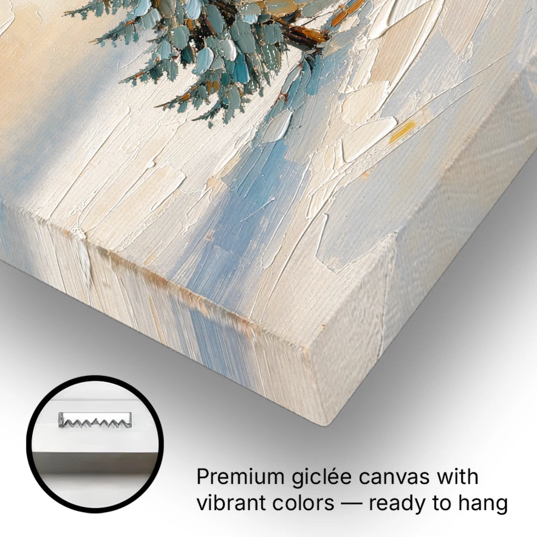 Neutral Minimalist Christmas Tree Art on Ivory Snow - Canvas Wall Art - Gallery Wrap Corner
