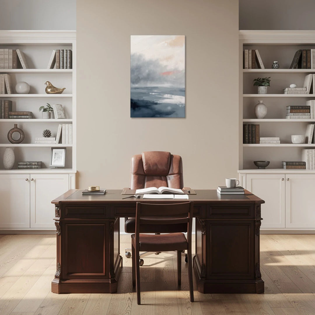 Neutral Sea Fog on Calm Water - Canvas Wall Art - Office - 24x36