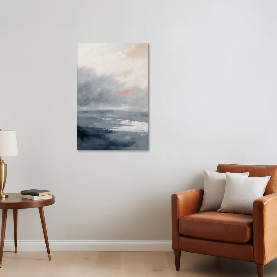 Neutral Sea Fog on Calm Water - Canvas Wall Art - Sofa - 24x36
