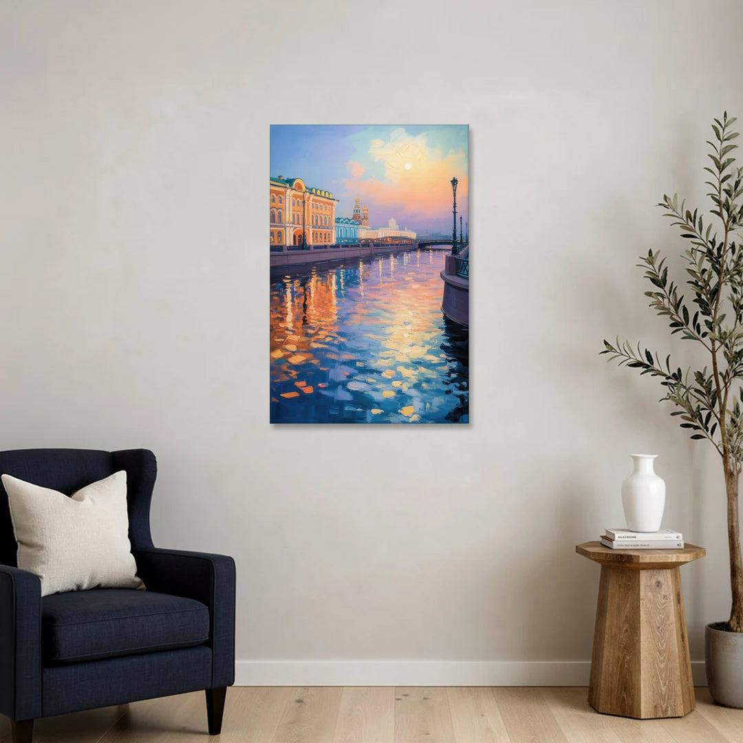 Neva River Reflections - Canvas Wall Art - Sofa - 24x36