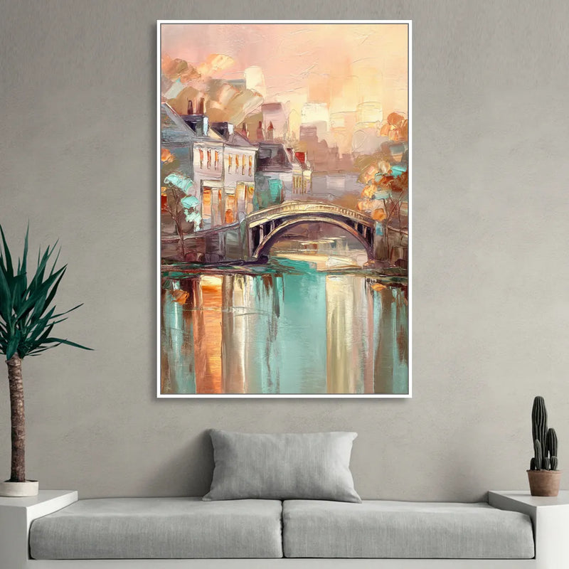New Hope Artistic Skyline Living Room - White Canvas Wall Art