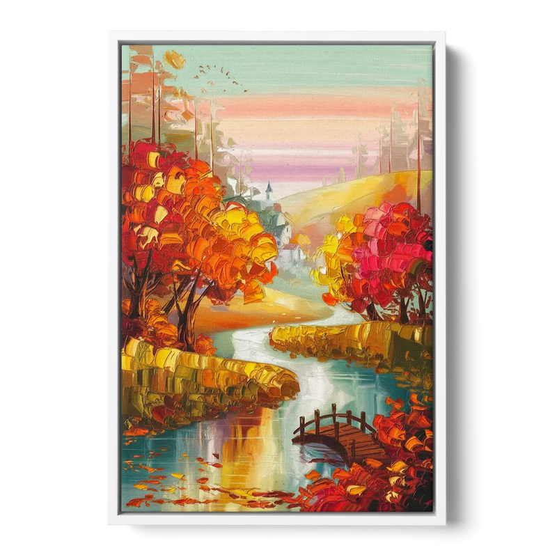New Hope Autumn Landscape Front - White Canvas Wall Art