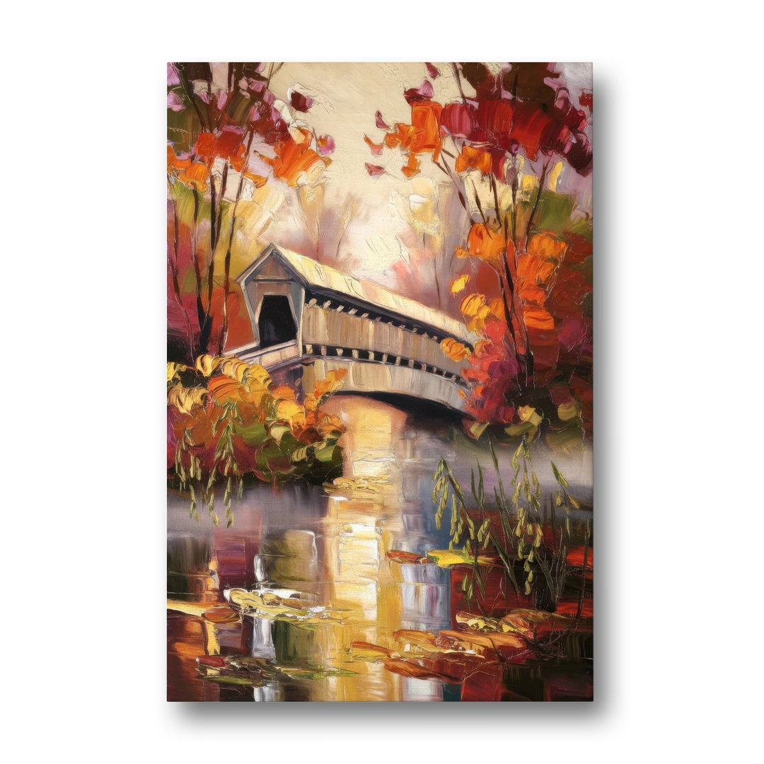 New Hope Covered Bridge Scene - Canvas Wall Art - Front