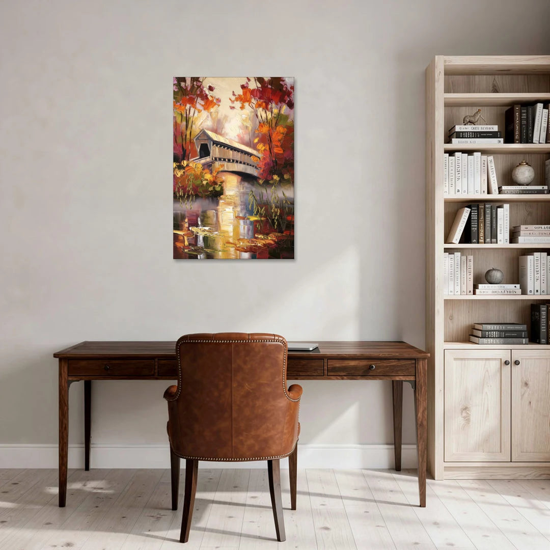 New Hope Covered Bridge Scene - Canvas Wall Art - Office - 24x36