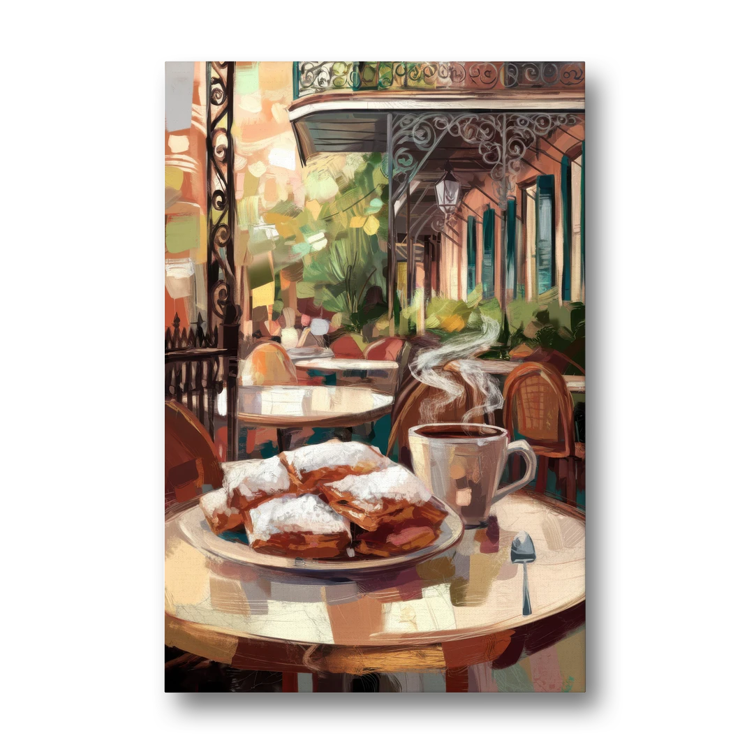 New Orleans Beignets and Coffee - Canvas Wall Art - Front