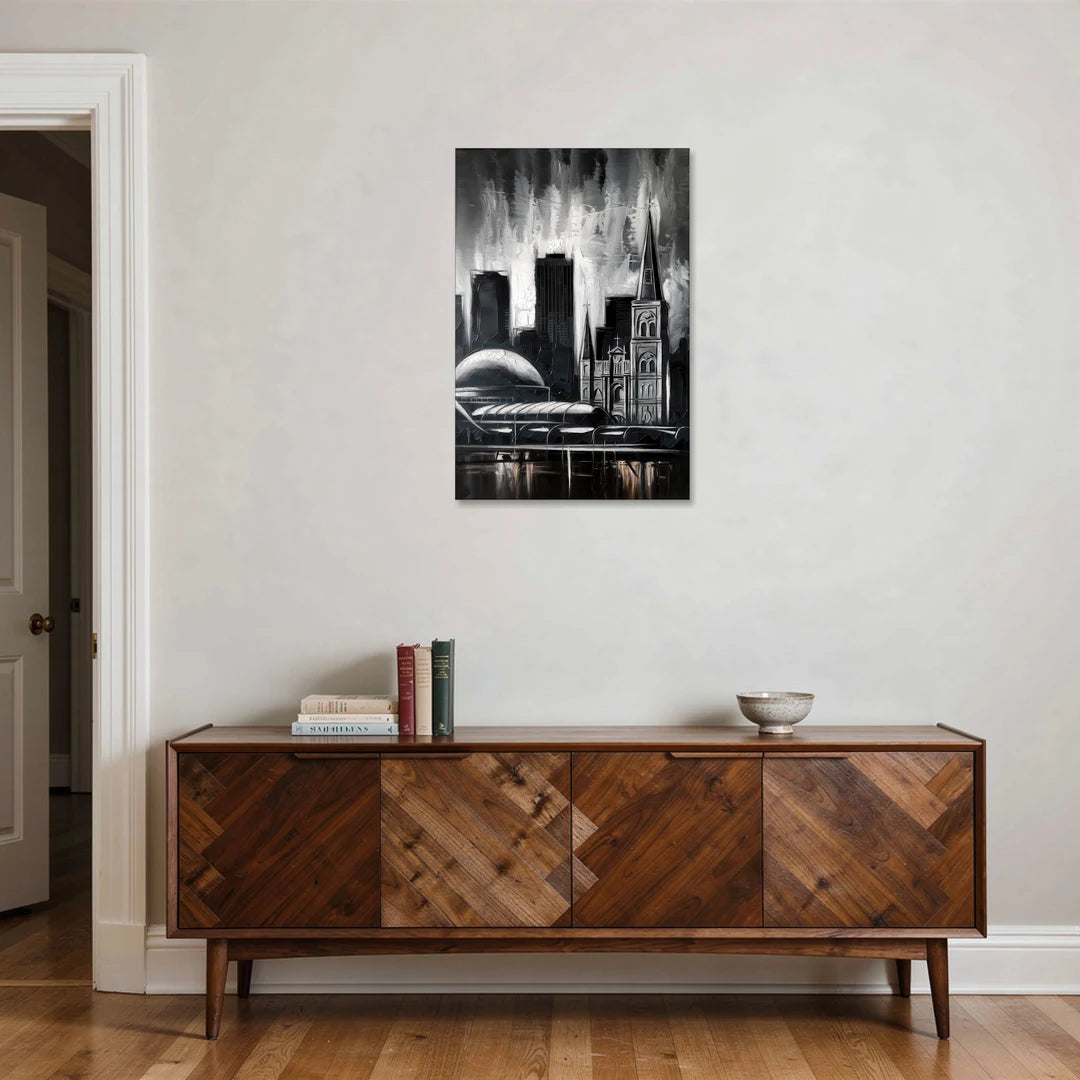 New Orleans Black and White Skyline - Canvas Wall Art - Coffee Table - 24x36