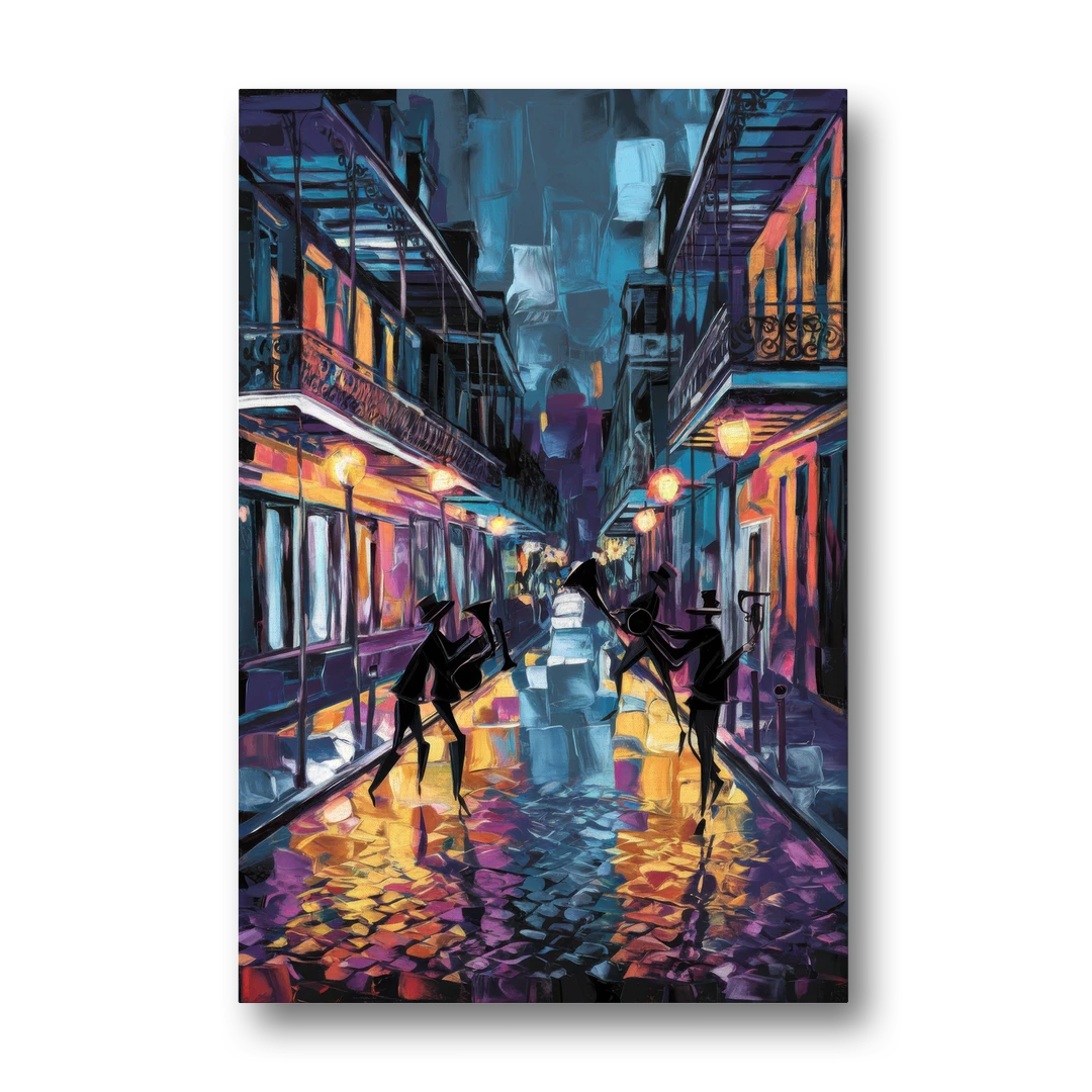 New Orleans Bourbon Street Vibes - Canvas Wall Art - Front