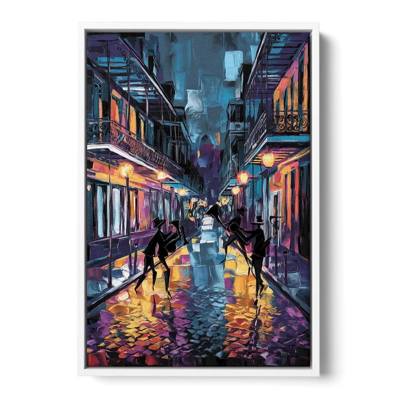 New Orleans Bourbon Street Vibes Front - White Canvas Wall Art